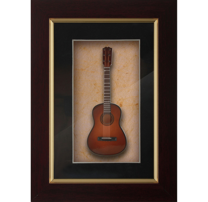 Miniature Brown Guitar Guitar Decorative fram